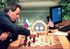 Garry Kasparov playing chess.